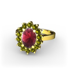 Eda Yüzük - Kök yakut ve peridot 18 ayar altın yüzük #1qdvlse