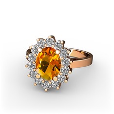 Eda Yüzük - Sitrin ve swarovski 14 ayar rose altın yüzük #1rvjo0a