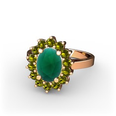 Eda Yüzük - Kök zümrüt ve peridot 18 ayar rose altın yüzük #1sv1lmd