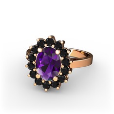 Eda Yüzük - Ametist ve siyah zirkon 18 ayar rose altın yüzük #1uivghd