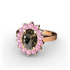 Eda Yüzük - Dumanlı kuvars ve pembe kuvars 8 ayar rose altın yüzük #1xtvngm