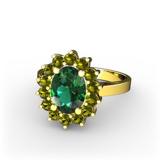 Eda Yüzük - Yeşil kuvars ve peridot 925 ayar altın kaplama gümüş yüzük #2brrkp