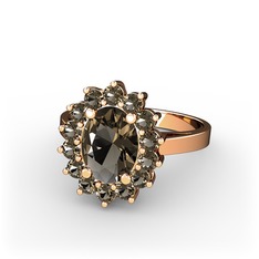 Dumanlı kuvars 14 ayar rose altın yüzük