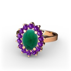Eda Yüzük - Kök zümrüt ve ametist 18 ayar rose altın yüzük #5qv8i5