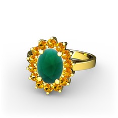 Eda Yüzük - Kök zümrüt ve sitrin 18 ayar altın yüzük #6lkkus