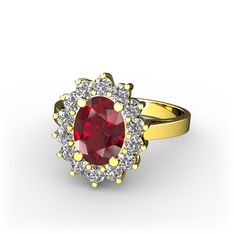 Eda Yüzük - Garnet ve swarovski 925 ayar altın kaplama gümüş yüzük #bcokei