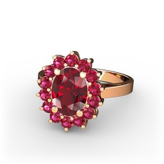Eda Yüzük - Garnet ve rodolit garnet 8 ayar rose altın yüzük #c6hlxd