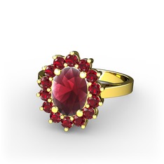 Kök yakut ve garnet 18 ayar altın yüzük
