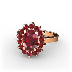 Eda Yüzük - Garnet 18 ayar rose altın yüzük #db1f5t