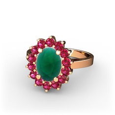 Eda Yüzük - Kök zümrüt ve rodolit garnet 14 ayar rose altın yüzük #dew3xb