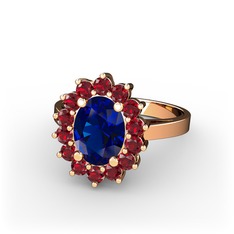 Eda Yüzük - Lab safir ve garnet 14 ayar rose altın yüzük #dm7qvj