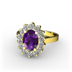 Eda Yüzük - Ametist ve swarovski 14 ayar altın yüzük #e6pjrw