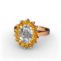 Eda Yüzük - Swarovski ve sitrin 18 ayar rose altın yüzük #fzd6vp