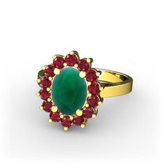 Eda Yüzük - Kök zümrüt ve garnet 18 ayar altın yüzük #inrb49