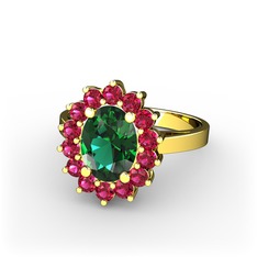 Eda Yüzük - Yeşil kuvars ve rodolit garnet 925 ayar altın kaplama gümüş yüzük #irdt95