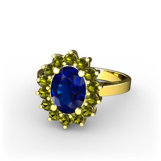 Eda Yüzük - Lab safir ve peridot 8 ayar altın yüzük #itwm5u