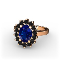 Eda Yüzük - Lab safir ve siyah zirkon 14 ayar rose altın yüzük #jt9vh4