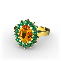 Eda Yüzük - Sitrin ve yeşil kuvars 18 ayar altın yüzük #l1i25e