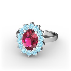 Eda Yüzük - Rodolit garnet ve akuamarin 925 ayar gümüş yüzük #laab7b