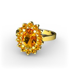 Eda Yüzük - Sitrin 8 ayar altın yüzük #m6lj5p