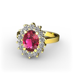 Eda Yüzük - Rodolit garnet ve swarovski 8 ayar altın yüzük #m8u53n