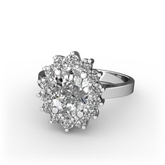 Beyaz zirkon ve swarovski 18 ayar beyaz altın yüzük