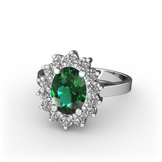Eda Yüzük - Yeşil kuvars ve swarovski 18 ayar beyaz altın yüzük #q5g87c