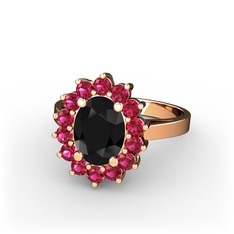 Eda Yüzük - Siyah zirkon ve rodolit garnet 18 ayar rose altın yüzük #rcgfhw