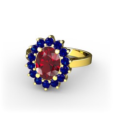Eda Yüzük - Garnet ve lab safir 925 ayar altın kaplama gümüş yüzük #rmb180