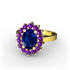 Lab safir ve ametist 14 ayar altın yüzük