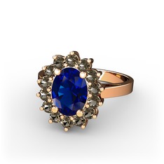 Eda Yüzük - Lab safir ve dumanlı kuvars 8 ayar rose altın yüzük #sqvvey