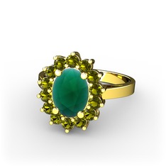 Eda Yüzük - Kök zümrüt ve peridot 925 ayar altın kaplama gümüş yüzük #td713i