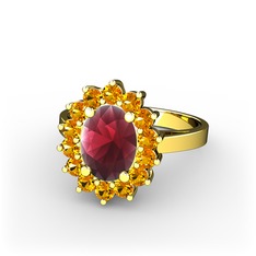 Eda Yüzük - Kök yakut ve sitrin 8 ayar altın yüzük #tdxtq7