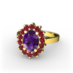 Eda Yüzük - Ametist ve garnet 8 ayar altın yüzük #u9ctxc