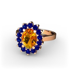 Eda Yüzük - Sitrin ve lab safir 925 ayar rose altın kaplama gümüş yüzük #ui33y3