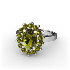 Eda Yüzük - Peridot 18 ayar beyaz altın yüzük #vgzp47