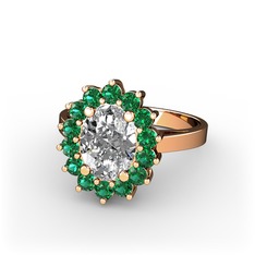 Eda Yüzük - Swarovski ve yeşil kuvars 14 ayar rose altın yüzük #zalbjn