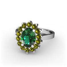 Yeşil kuvars ve peridot 925 ayar gümüş yüzük