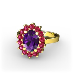 Eda Yüzük - Ametist ve rodolit garnet 8 ayar altın yüzük #znecxh
