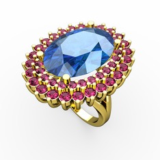 Neşe Yüzük - Akuamarin ve rodolit garnet 925 ayar altın kaplama gümüş yüzük #100tftf