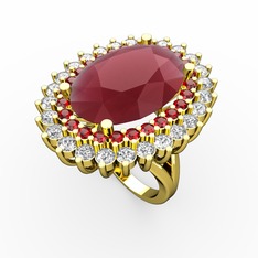 Neşe Yüzük - Kök yakut, garnet ve pırlanta 8 ayar altın yüzük (1.56 karat) #11gx7a7