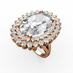 Neşe Yüzük - Beyaz zirkon, swarovski ve pırlanta 18 ayar rose altın yüzük (1.56 karat) #12eld28