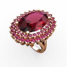 Neşe Yüzük - Rodolit garnet 14 ayar rose altın yüzük #133fpat