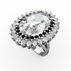 Swarovski, siyah zirkon ve beyaz zirkon 8 ayar beyaz altın yüzük