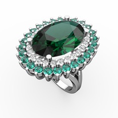 Neşe Yüzük - Yeşil kuvars ve pırlanta 925 ayar gümüş yüzük (0.936 karat) #14eg1ov