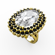 Swarovski ve siyah zirkon 8 ayar altın yüzük