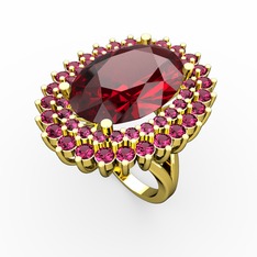Garnet ve rodolit garnet 18 ayar altın yüzük