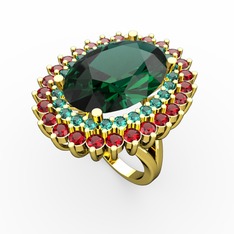 Yeşil kuvars ve garnet 8 ayar altın yüzük