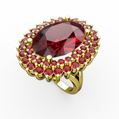 Neşe Yüzük - Garnet 14 ayar altın yüzük #17ft1kk