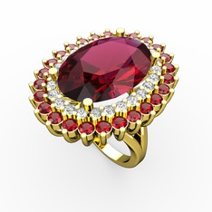 Neşe Yüzük - Rodolit garnet, pırlanta ve garnet 14 ayar altın yüzük (0.936 karat) #18yl6i7